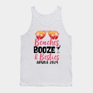 Girls Trip Beaches Booze and Besties Aruba 2024 Tank Top